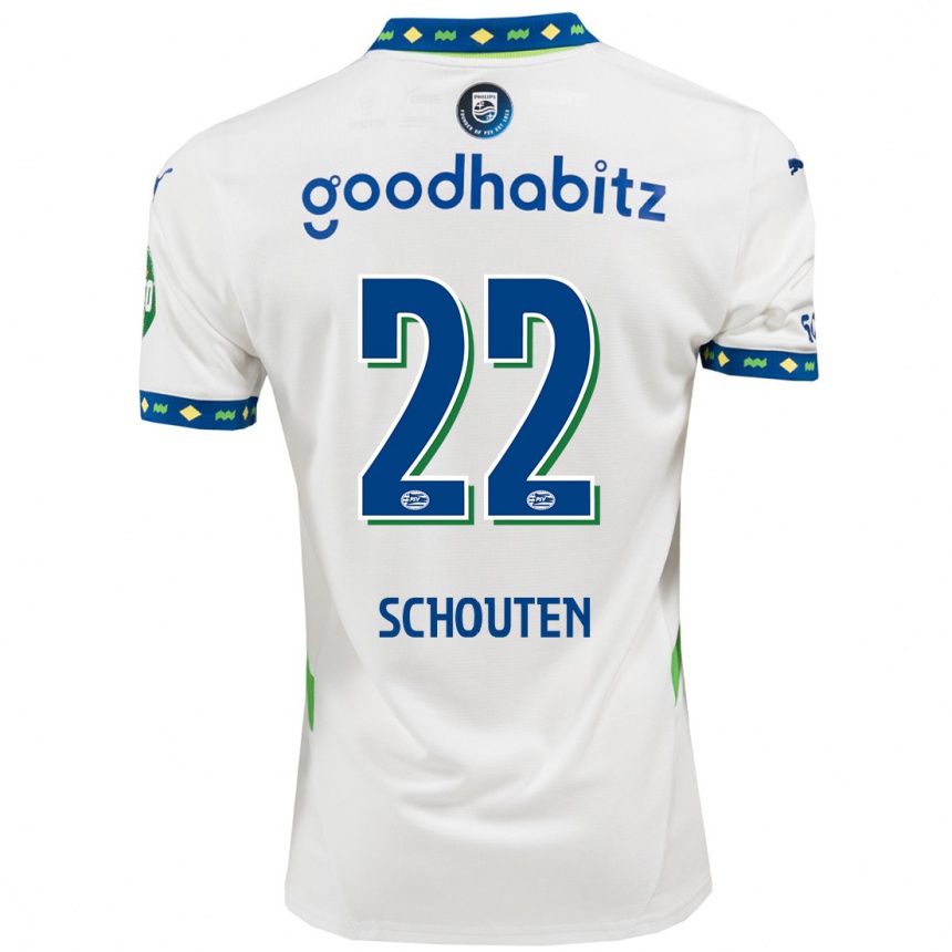 Women Football Jerdy Schouten #22 White Dark Blue Third Jersey 2024/25 T-Shirt Uk