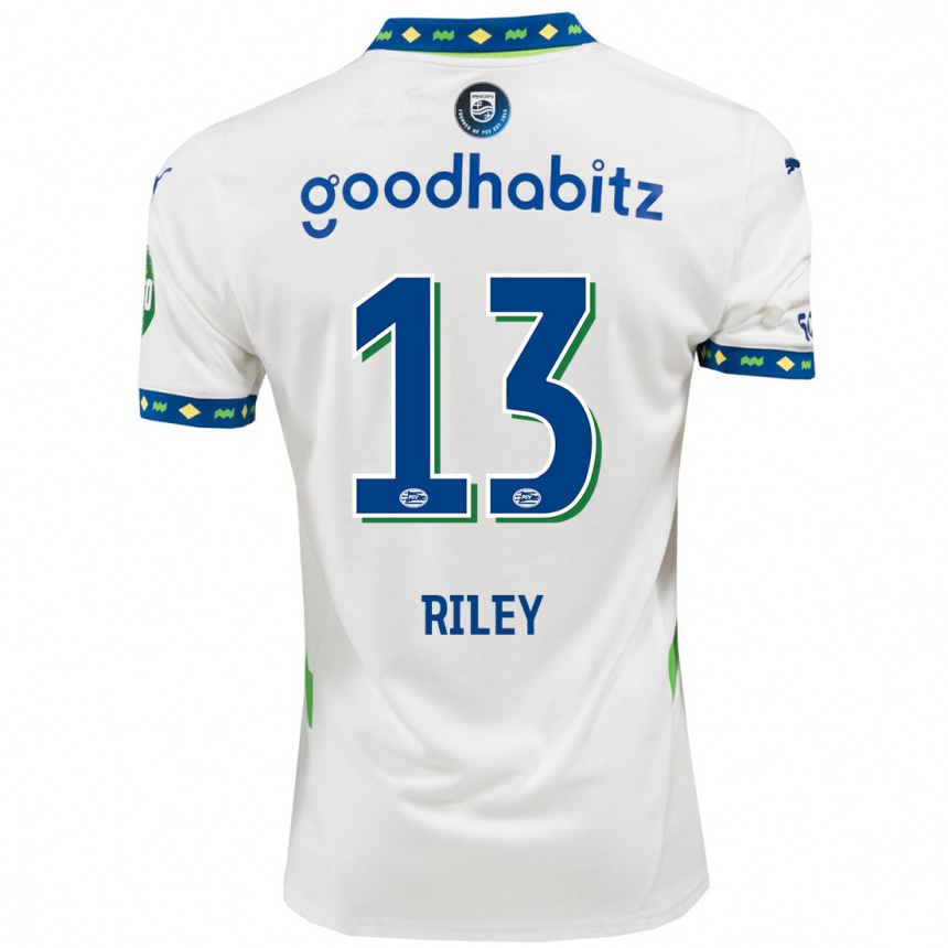 Women Football Indiah-Paige Riley #13 White Dark Blue Third Jersey 2024/25 T-Shirt Uk