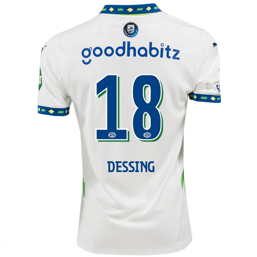 Women Football Shanique Dessing #18 White Dark Blue Third Jersey 2024/25 T-Shirt Uk