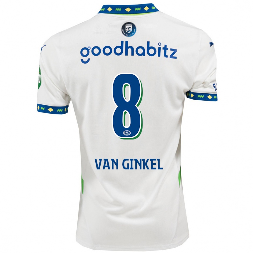 Women Football Marco Van Ginkel #8 White Dark Blue Third Jersey 2024/25 T-Shirt Uk