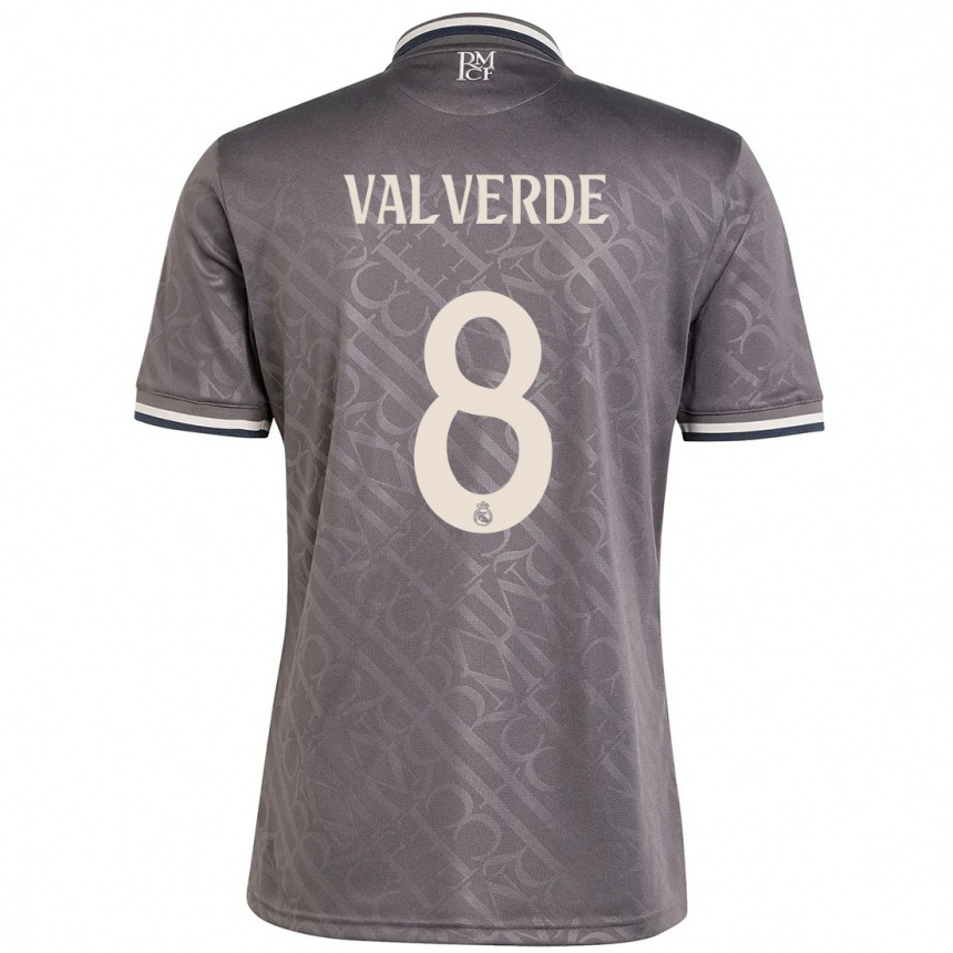 Women Football Federico Valverde #8 Charcoal Third Jersey 2024/25 T-Shirt Uk