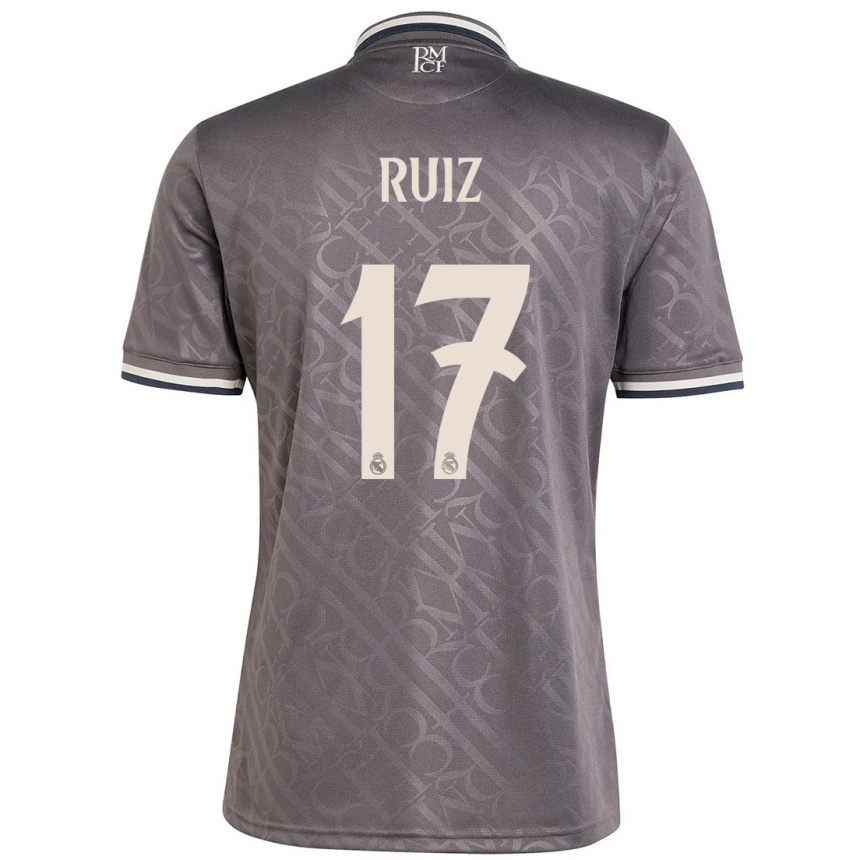 Women Football David Ruiz #17 Charcoal Third Jersey 2024/25 T-Shirt Uk