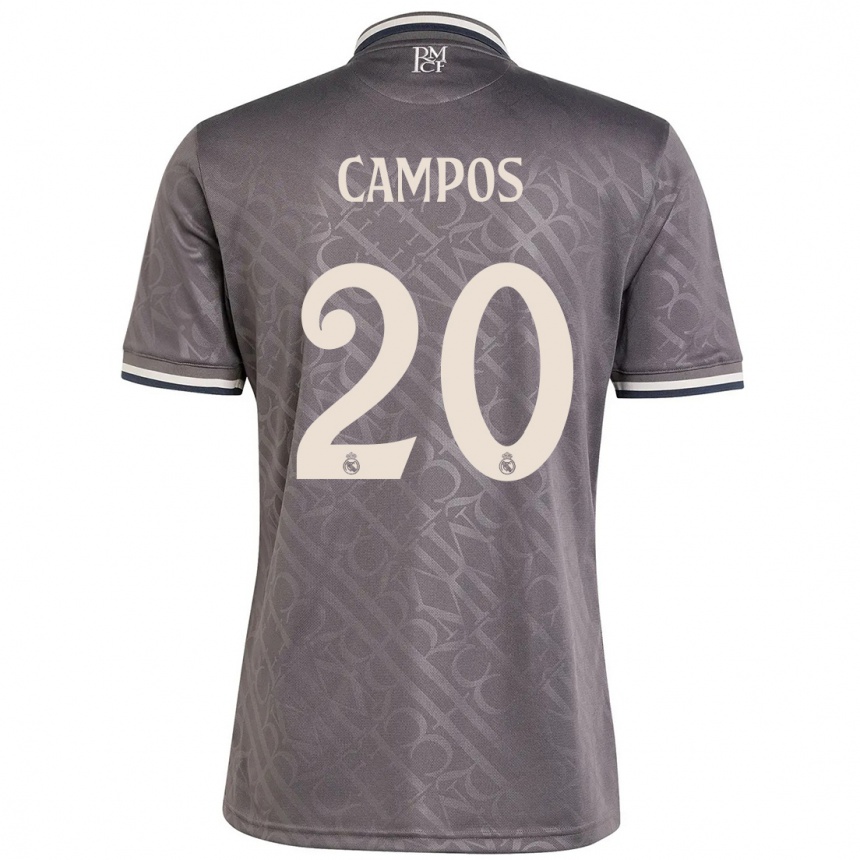 Women Football Andrés Campos #20 Charcoal Third Jersey 2024/25 T-Shirt Uk