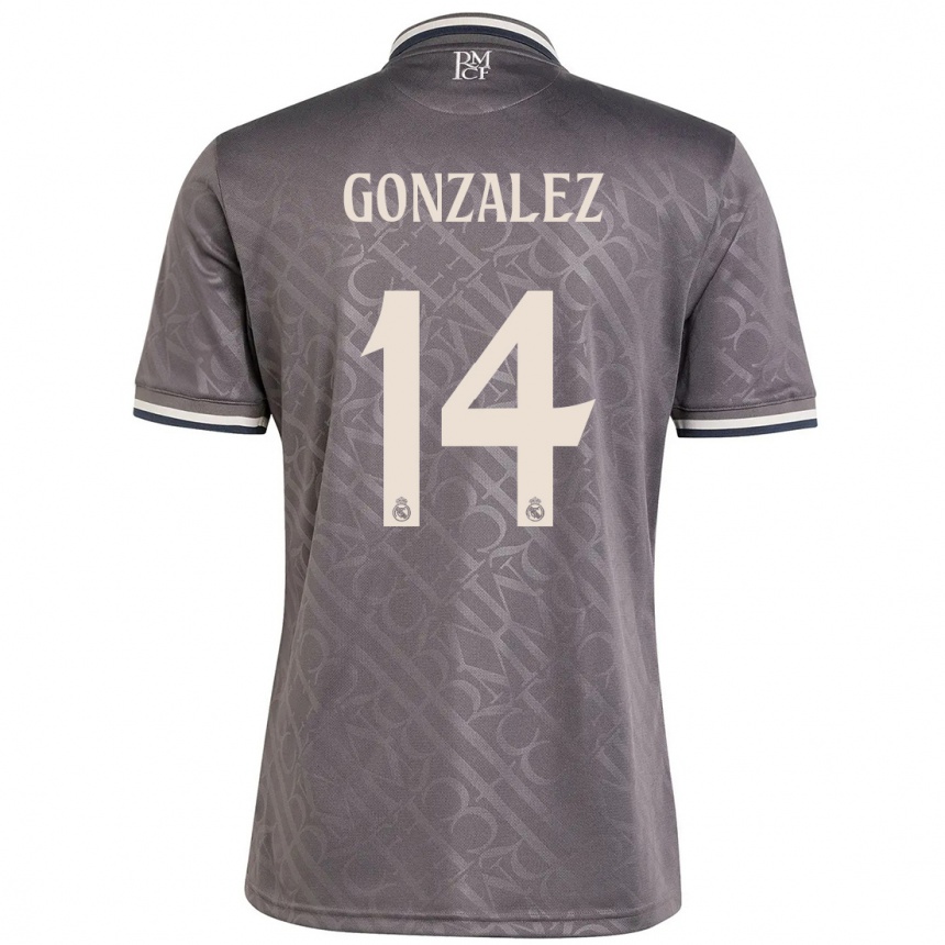 Women Football David González #14 Charcoal Third Jersey 2024/25 T-Shirt Uk