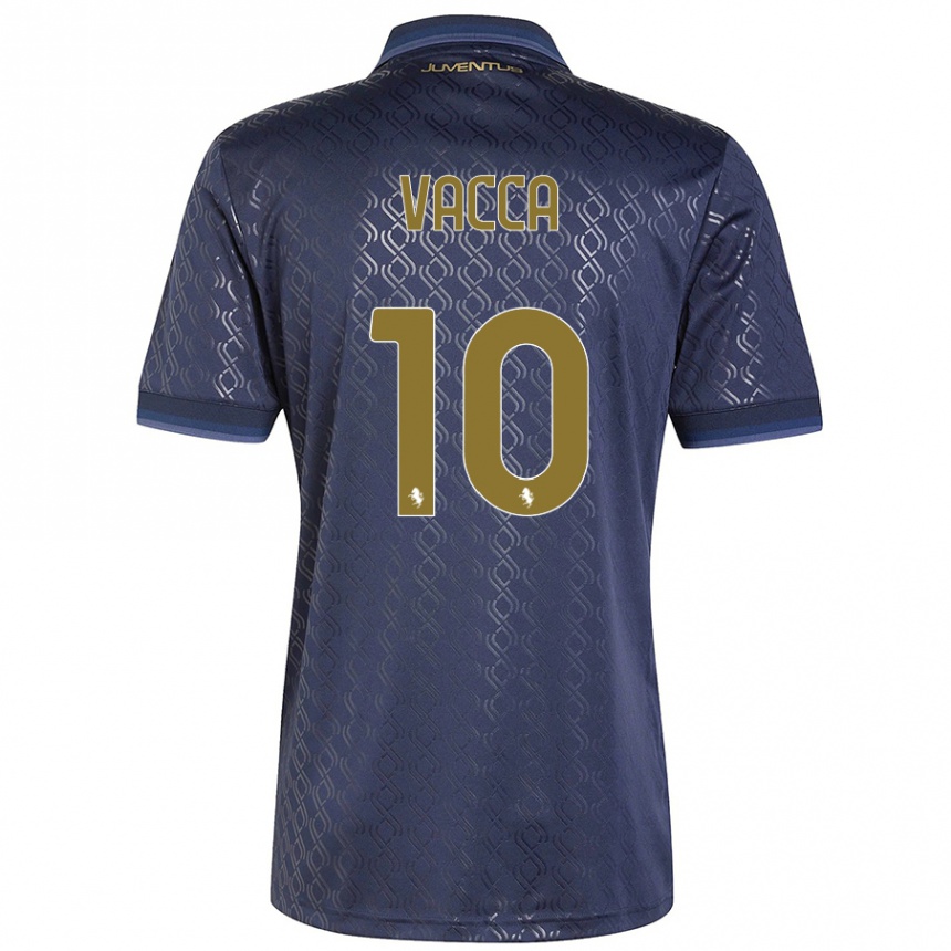 Women Football Alessio Vacca #10 Navy Blue Third Jersey 2024/25 T-Shirt Uk