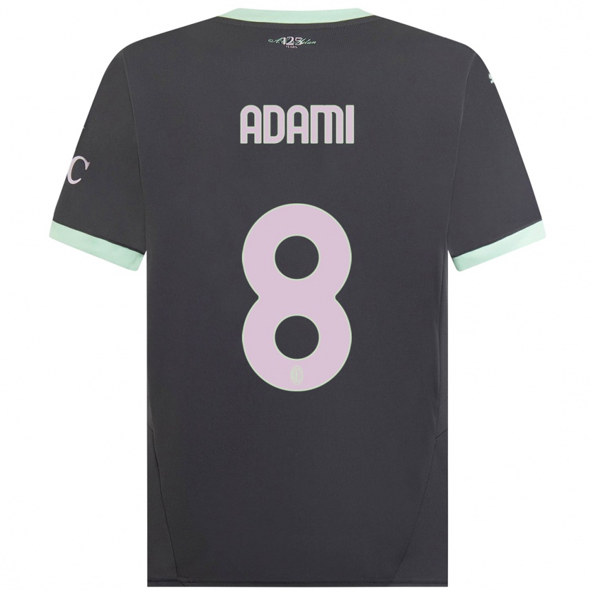 Women Football Greta Adami #8 Grey Third Jersey 2024/25 T-Shirt Uk