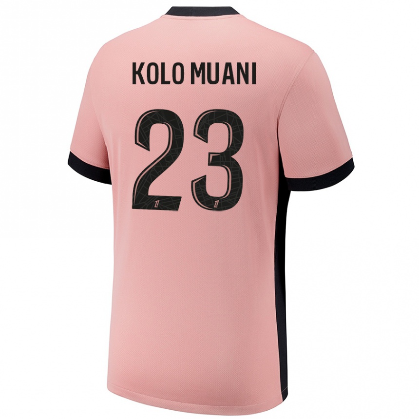 Women Football Randal Kolo Muani #23 Rust Pink Third Jersey 2024/25 T-Shirt Uk