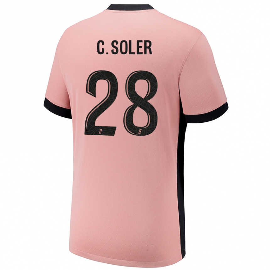 Women Football Carlos Soler #28 Rust Pink Third Jersey 2024/25 T-Shirt Uk