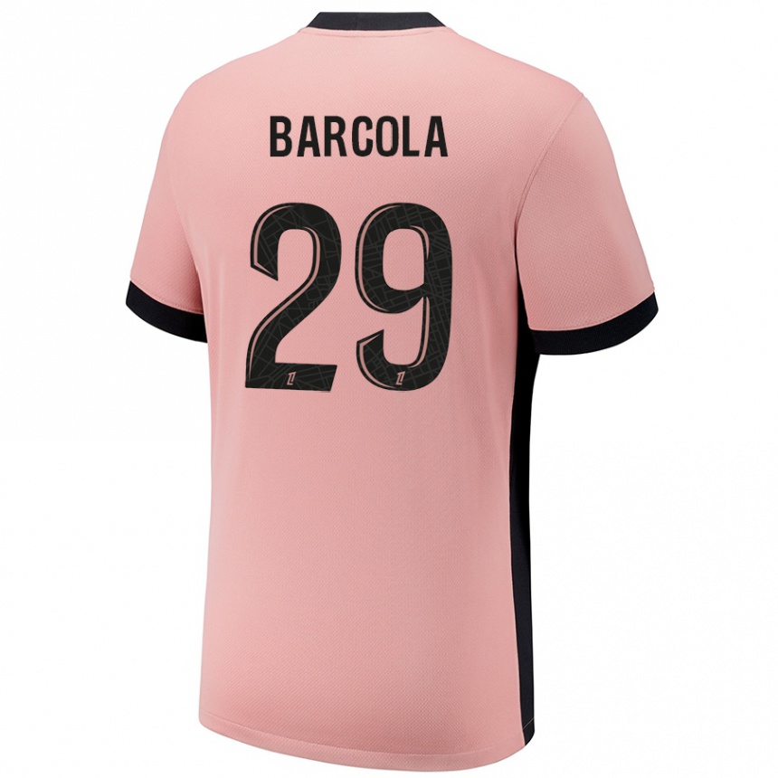 Women Football Bradley Barcola #29 Rust Pink Third Jersey 2024/25 T-Shirt Uk