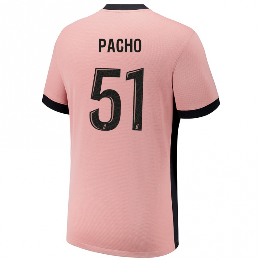 Women Football Willian Pacho #51 Rust Pink Third Jersey 2024/25 T-Shirt Uk