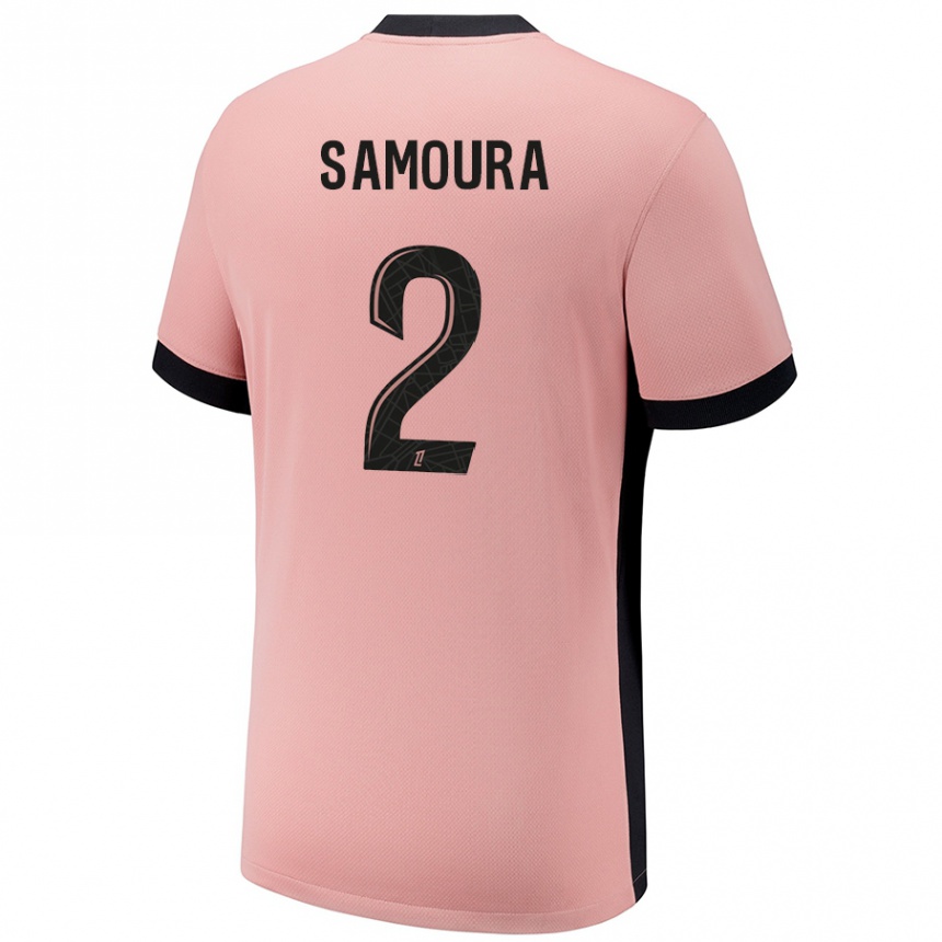 Women Football Thiniba Samoura #2 Rust Pink Third Jersey 2024/25 T-Shirt Uk