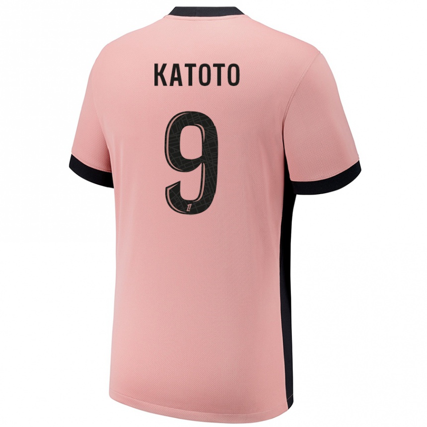 Women Football Marie-Antoinette Katoto #9 Rust Pink Third Jersey 2024/25 T-Shirt Uk