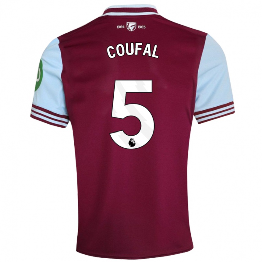 Kids Football Vladimir Coufal #5 Dark Red Home Jersey 2024/25 T-Shirt Uk