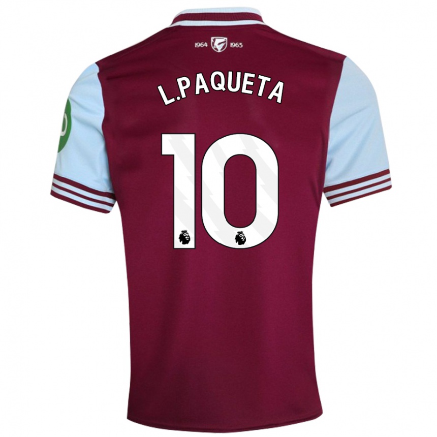 Kids Football Lucas Paqueta #10 Dark Red Home Jersey 2024/25 T-Shirt Uk