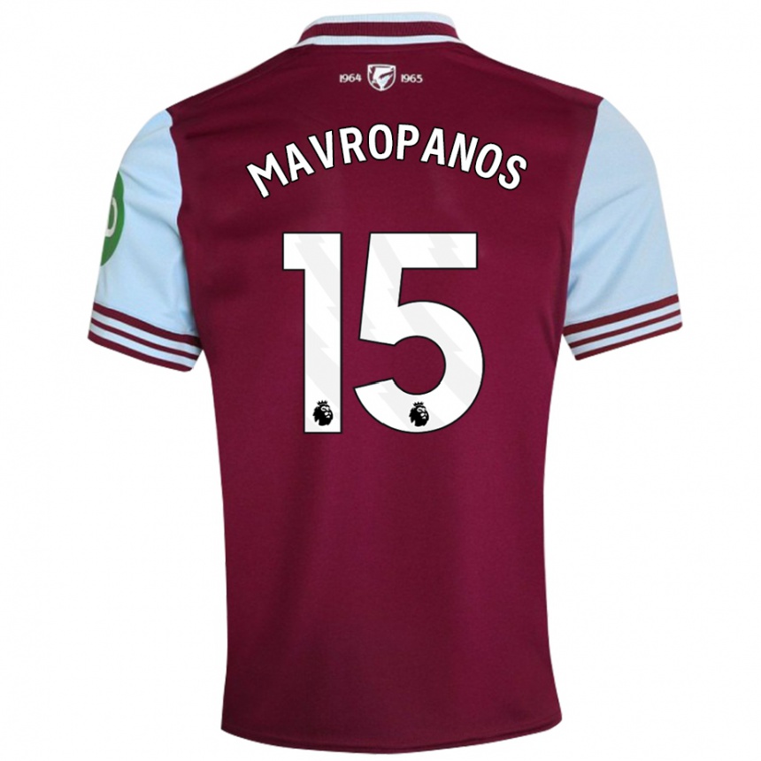 Kids Football Konstantinos Mavropanos #15 Dark Red Home Jersey 2024/25 T-Shirt Uk