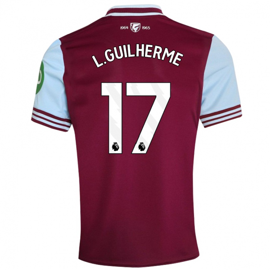 Kids Football Luis Guilherme #17 Dark Red Home Jersey 2024/25 T-Shirt Uk