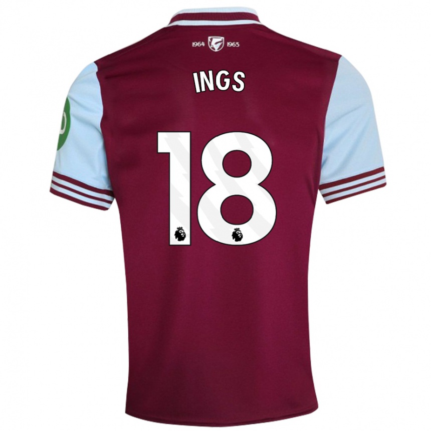 Kids Football Danny Ings #18 Dark Red Home Jersey 2024/25 T-Shirt Uk