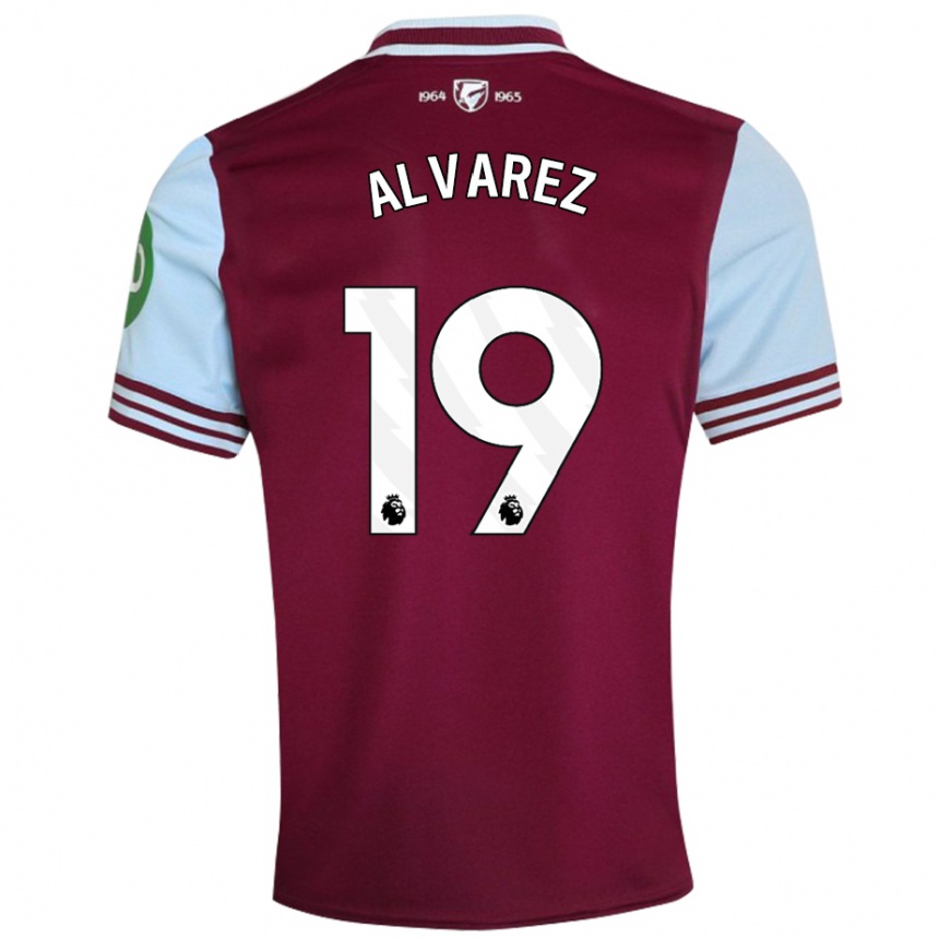 Kids Football Edson Alvarez #19 Dark Red Home Jersey 2024/25 T-Shirt Uk