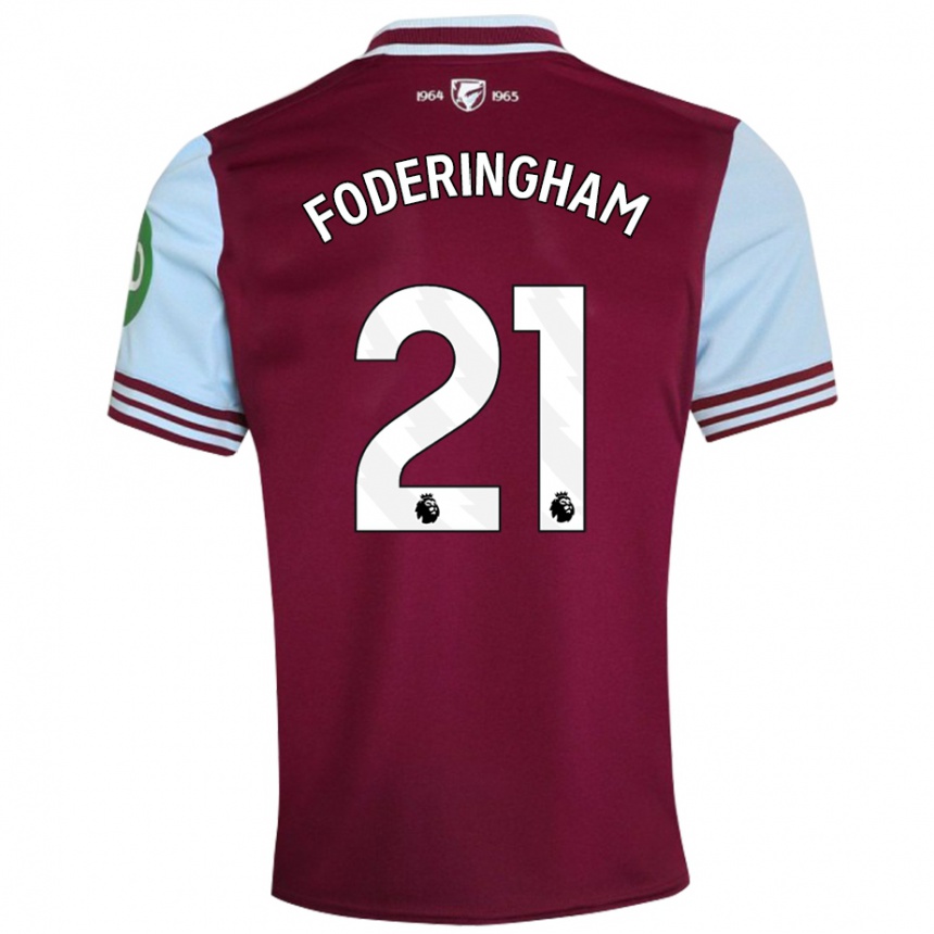 Kids Football Wes Foderingham #21 Dark Red Home Jersey 2024/25 T-Shirt Uk