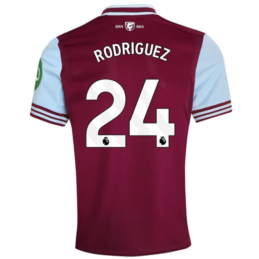 Kids Football Guido Rodríguez #24 Dark Red Home Jersey 2024/25 T-Shirt Uk