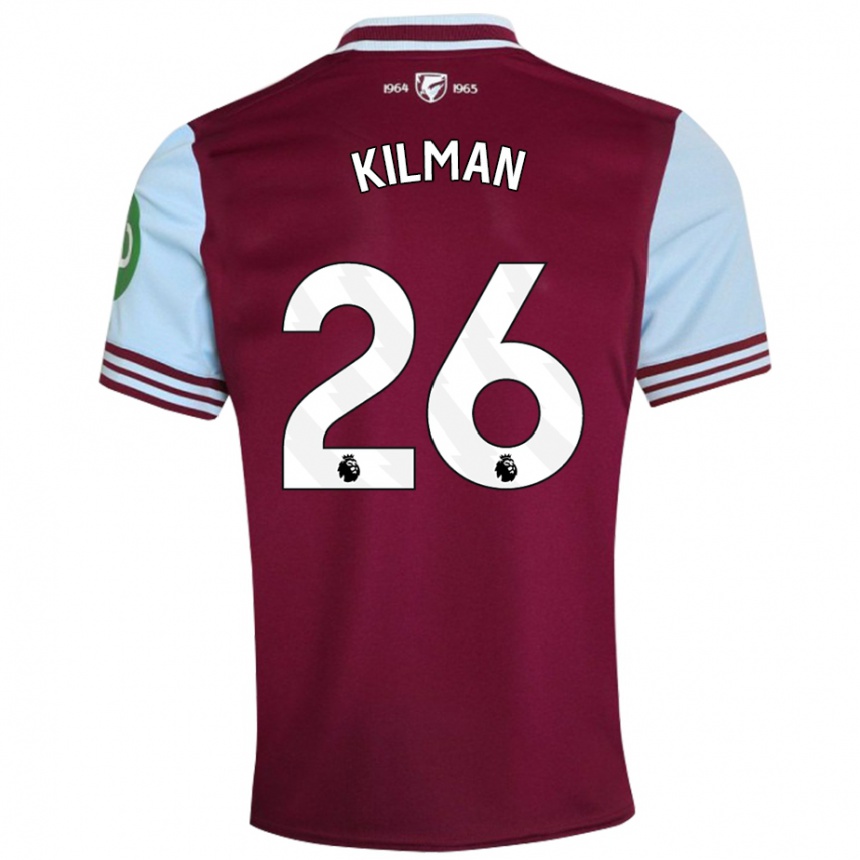 Kids Football Max Kilman #26 Dark Red Home Jersey 2024/25 T-Shirt Uk