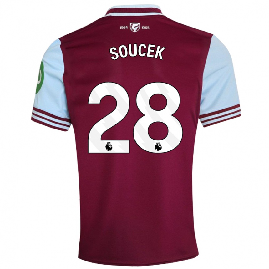 Kids Football Tomas Soucek #28 Dark Red Home Jersey 2024/25 T-Shirt Uk