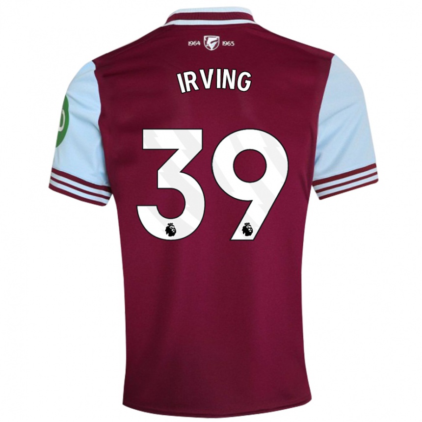 Kids Football Andy Irving #39 Dark Red Home Jersey 2024/25 T-Shirt Uk