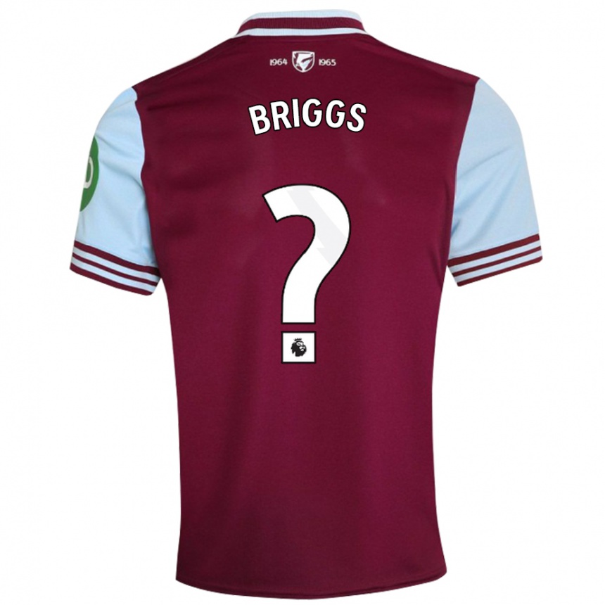 Kids Football Josh Briggs #0 Dark Red Home Jersey 2024/25 T-Shirt Uk