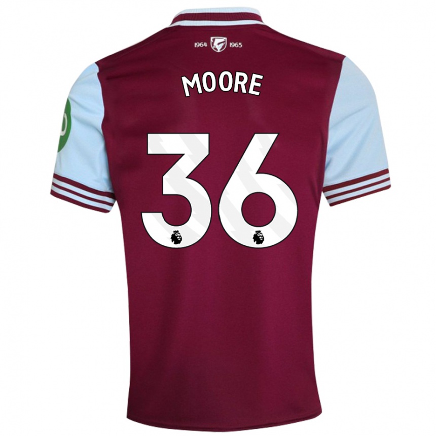 Kids Football Sean Moore #36 Dark Red Home Jersey 2024/25 T-Shirt Uk