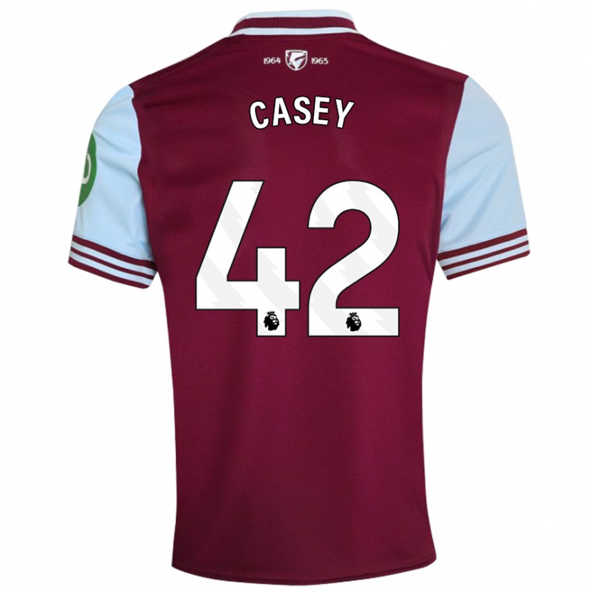 Kids Football Kaelan Casey #42 Dark Red Home Jersey 2024/25 T-Shirt Uk