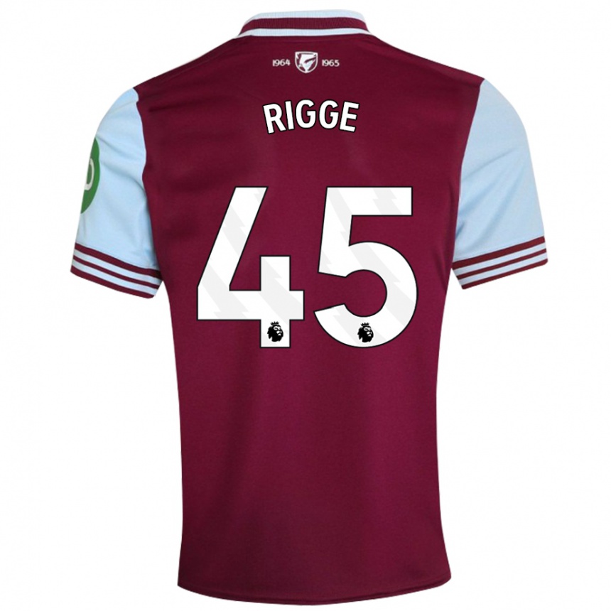 Kids Football Daniel Rigge #45 Dark Red Home Jersey 2024/25 T-Shirt Uk