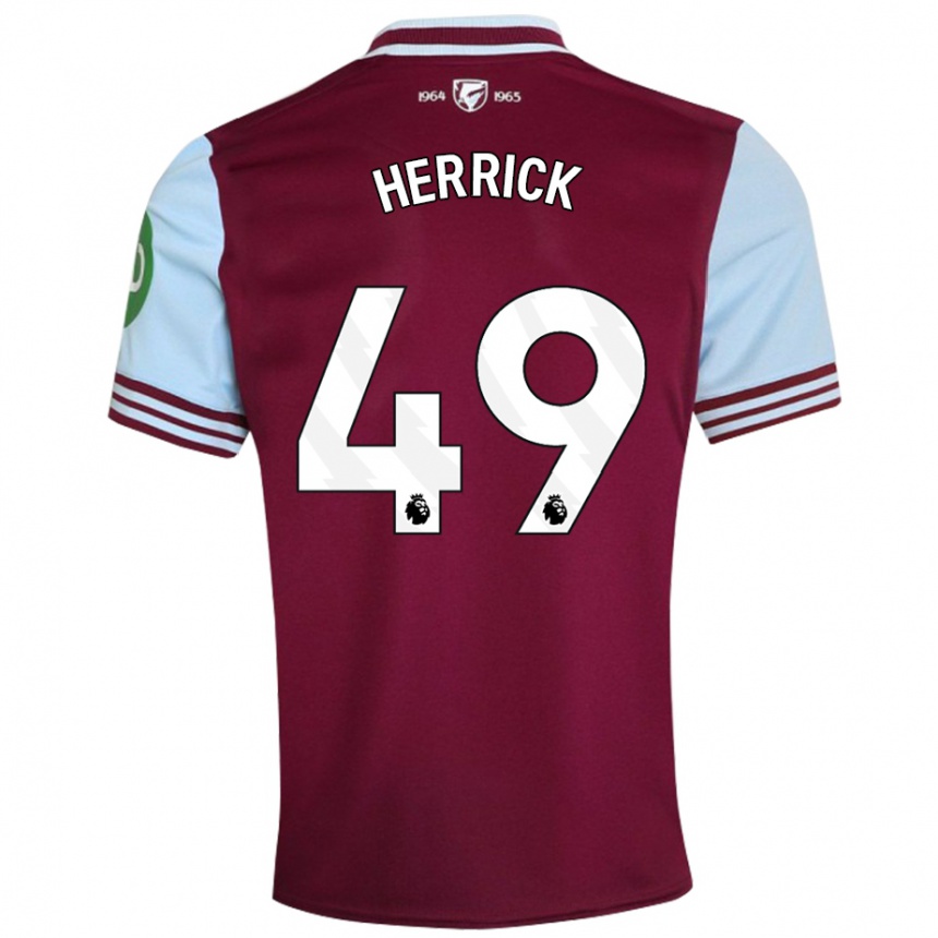 Kids Football Finlay Herrick #49 Dark Red Home Jersey 2024/25 T-Shirt Uk