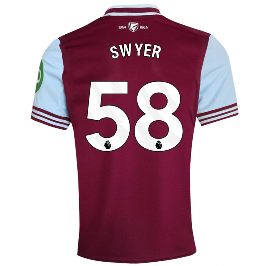 Kids Football Kamarai Swyer #58 Dark Red Home Jersey 2024/25 T-Shirt Uk