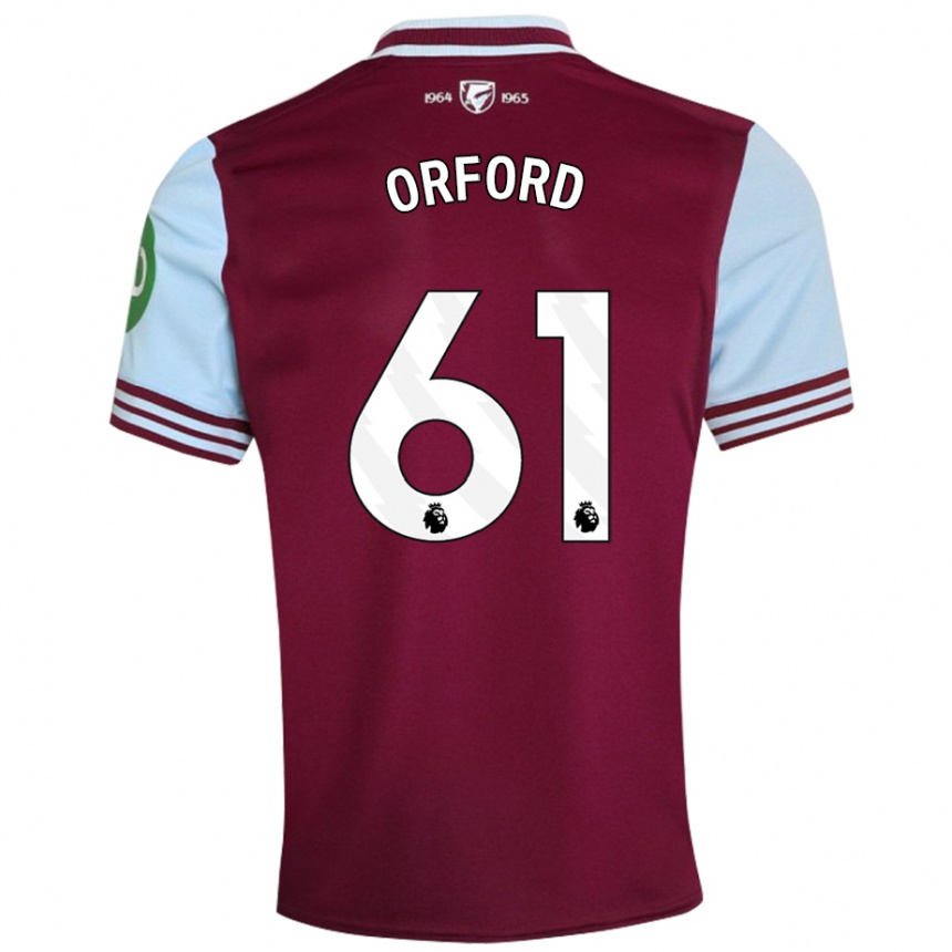 Kids Football Lewis Orford #61 Dark Red Home Jersey 2024/25 T-Shirt Uk