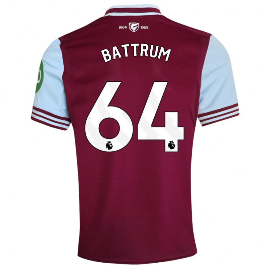 Kids Football Ryan Battrum #64 Dark Red Home Jersey 2024/25 T-Shirt Uk