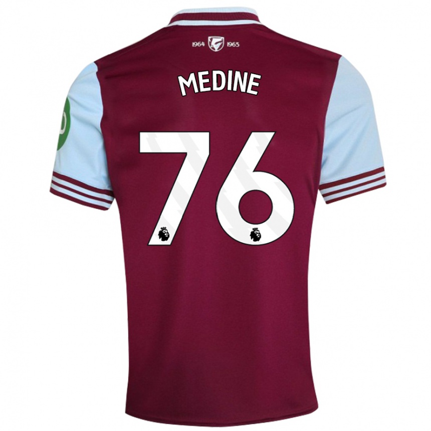 Kids Football Jethro Medine #76 Dark Red Home Jersey 2024/25 T-Shirt Uk