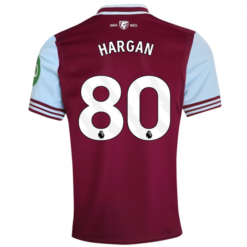 Kids Football Riley Hargan #80 Dark Red Home Jersey 2024/25 T-Shirt Uk