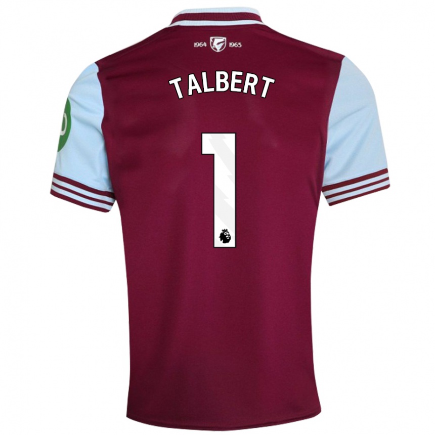 Kids Football Katelin Talbert #1 Dark Red Home Jersey 2024/25 T-Shirt Uk