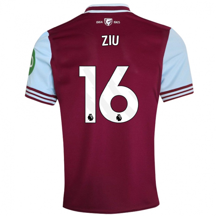 Kids Football Jessica Ziu #16 Dark Red Home Jersey 2024/25 T-Shirt Uk