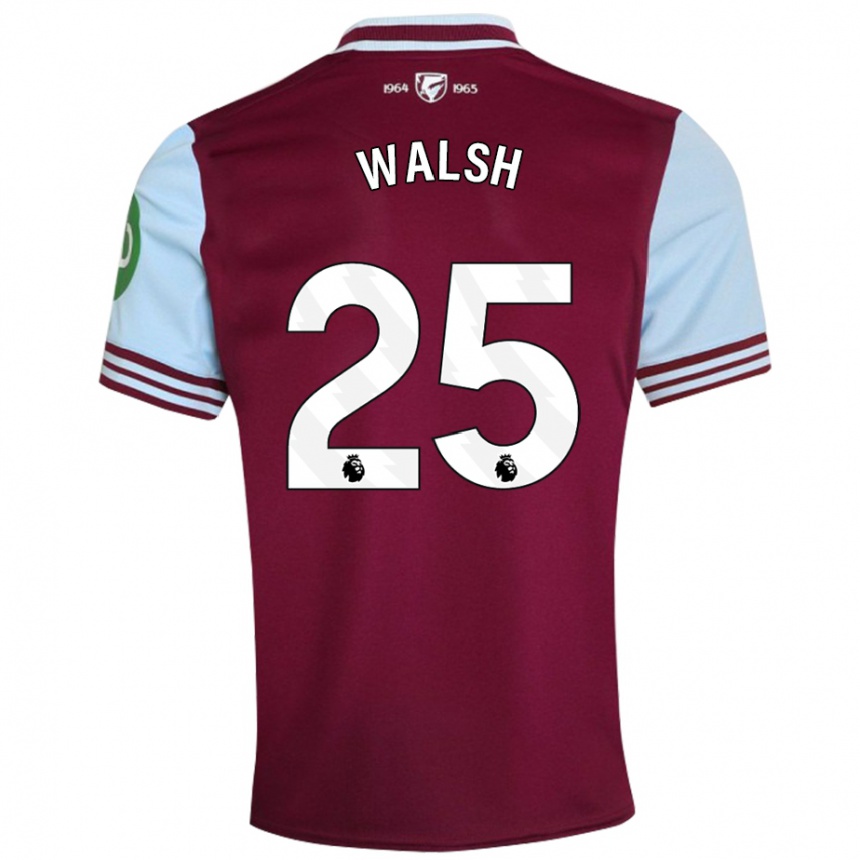 Kids Football Megan Walsh #25 Dark Red Home Jersey 2024/25 T-Shirt Uk