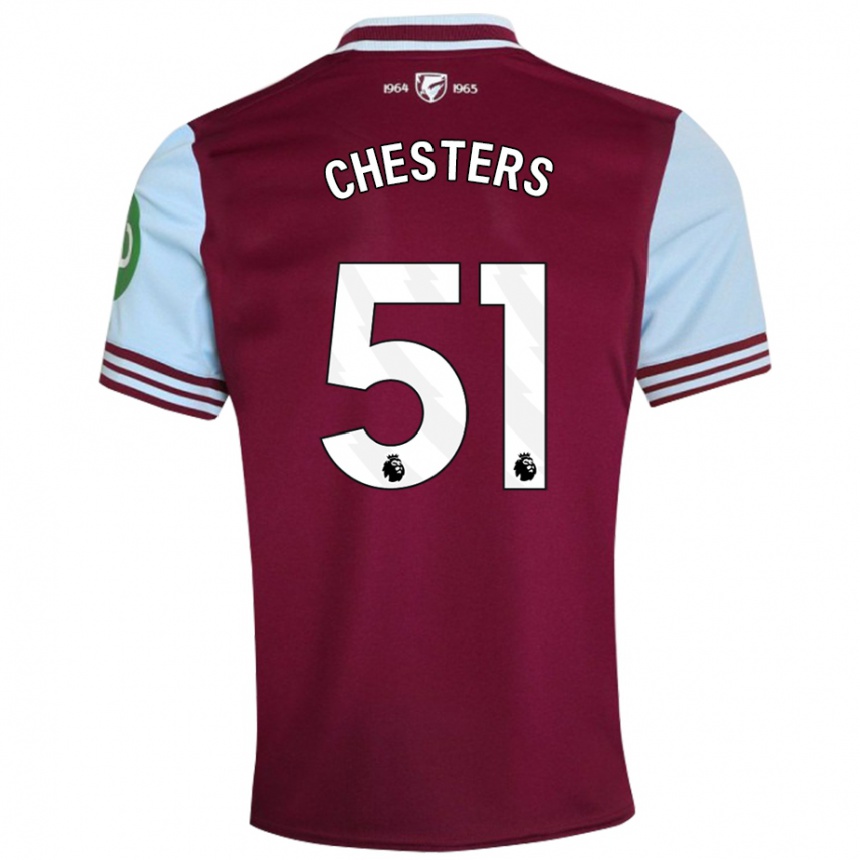 Kids Football Dan Chesters #51 Dark Red Home Jersey 2024/25 T-Shirt Uk