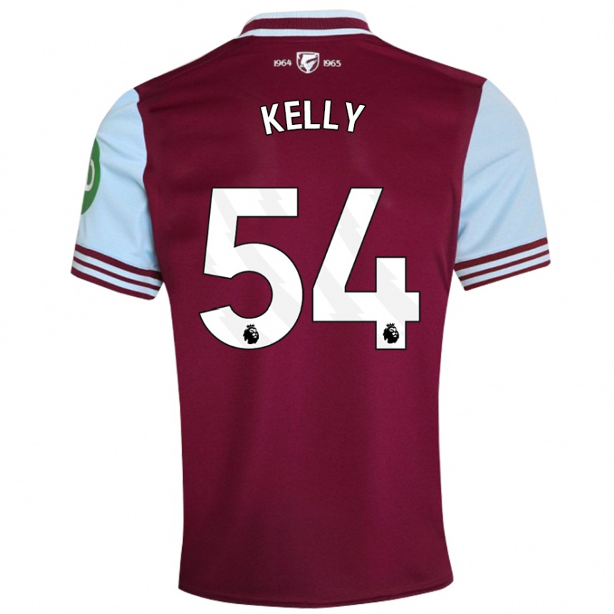 Kids Football Patrick Kelly #54 Dark Red Home Jersey 2024/25 T-Shirt Uk