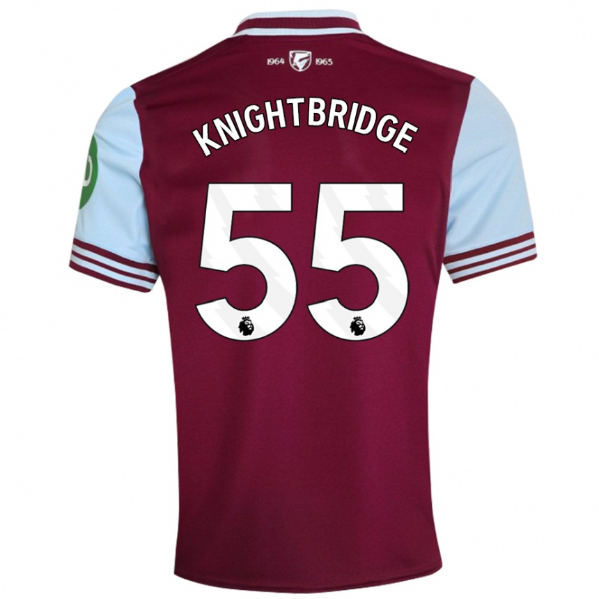 Kids Football Jacob Knightbridge #55 Dark Red Home Jersey 2024/25 T-Shirt Uk