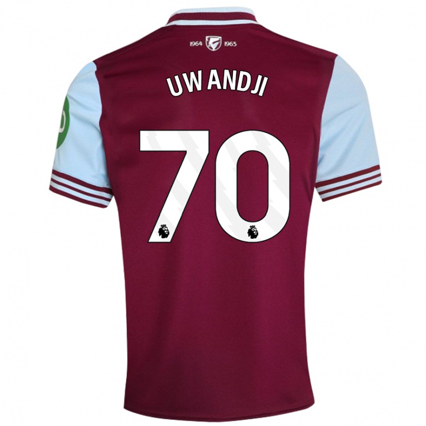 Kids Football Blaise Uwandji #70 Dark Red Home Jersey 2024/25 T-Shirt Uk