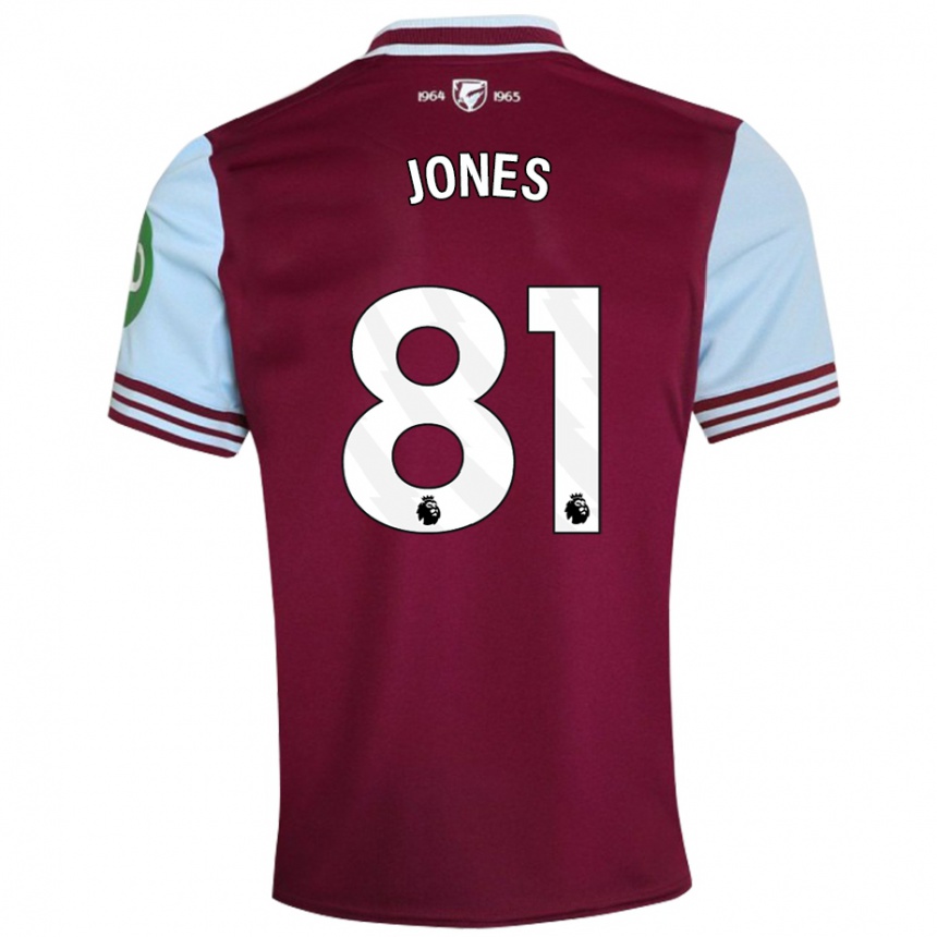 Kids Football Liam Jones #81 Dark Red Home Jersey 2024/25 T-Shirt Uk