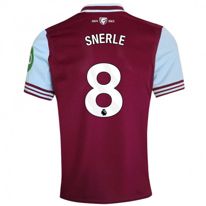 Kids Football Emma Snerle #8 Dark Red Home Jersey 2024/25 T-Shirt Uk