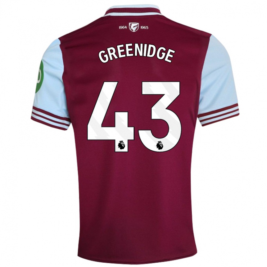 Kids Football Will Greenidge #43 Dark Red Home Jersey 2024/25 T-Shirt Uk