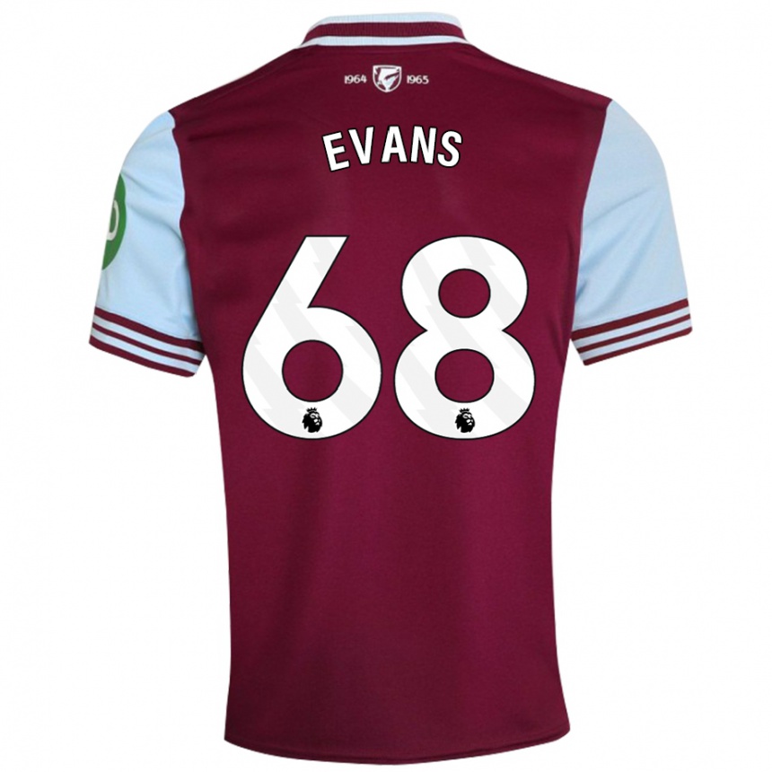 Kids Football Isaac Evans #68 Dark Red Home Jersey 2024/25 T-Shirt Uk