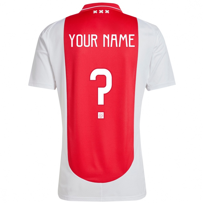 Kids Football Your Name #0 Red White Home Jersey 2024/25 T-Shirt Uk