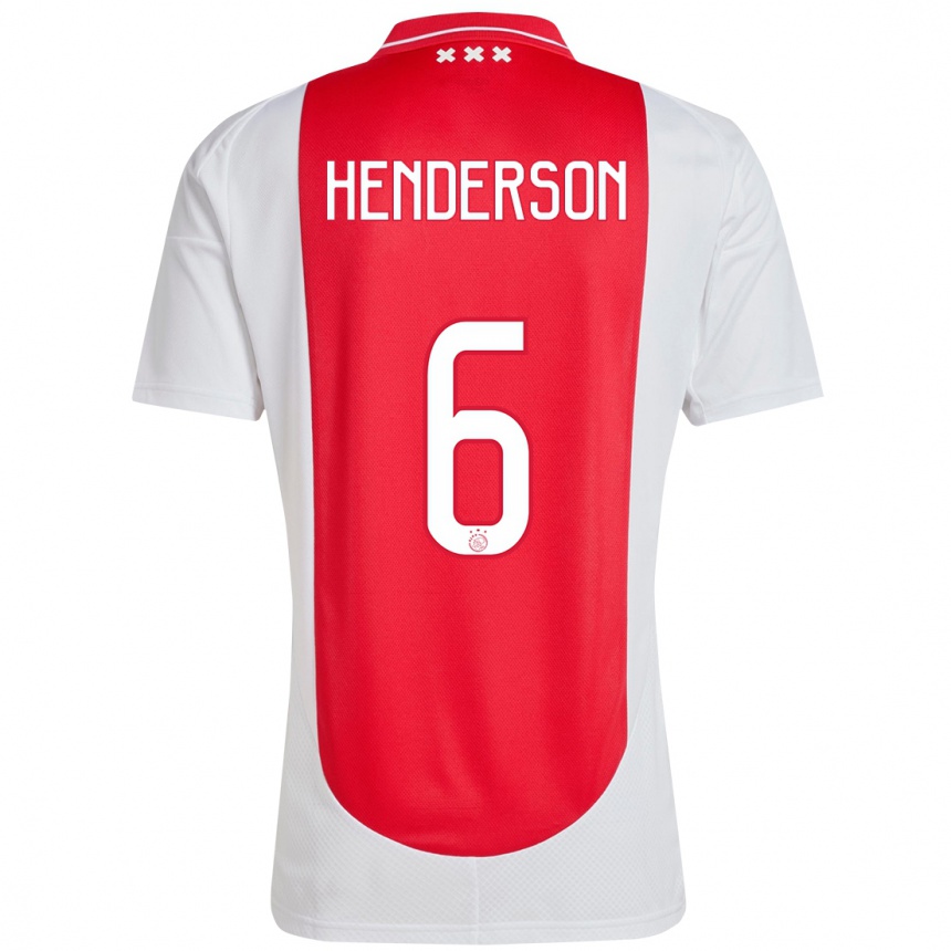 Kids Football Jordan Henderson #6 Red White Home Jersey 2024/25 T-Shirt Uk